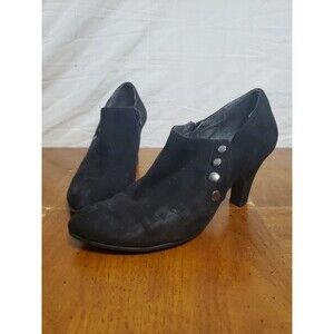 Aerosoles Outrole Black Faux Suede Slip On Heeled Ankle Boot Shooties Size 8.5